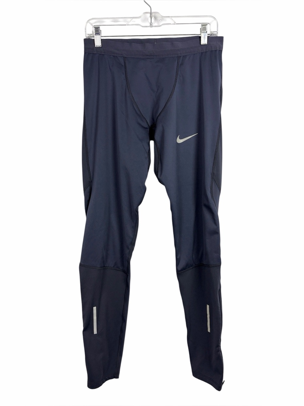 Nike Shield Running Tights Men’s Large Blue Reflective Zip Compression Leggings